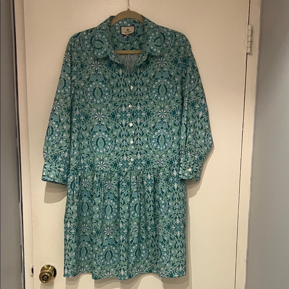 Tuckernuck Teal Floral Long Sleeve Dress